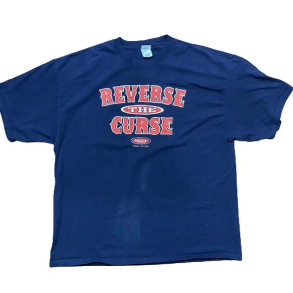 MLB Boston Red Sox Reverse The Curse 2004 World Series Navy T-Shirt Men's 2XL - Picture 1 of 7